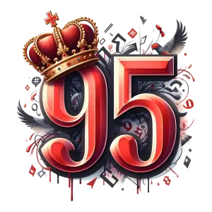 Stylized Number 95 with Crown and Decorative Elements