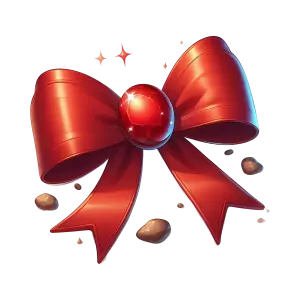 Shiny Red Ribbon Bow with Gem and Sparkles