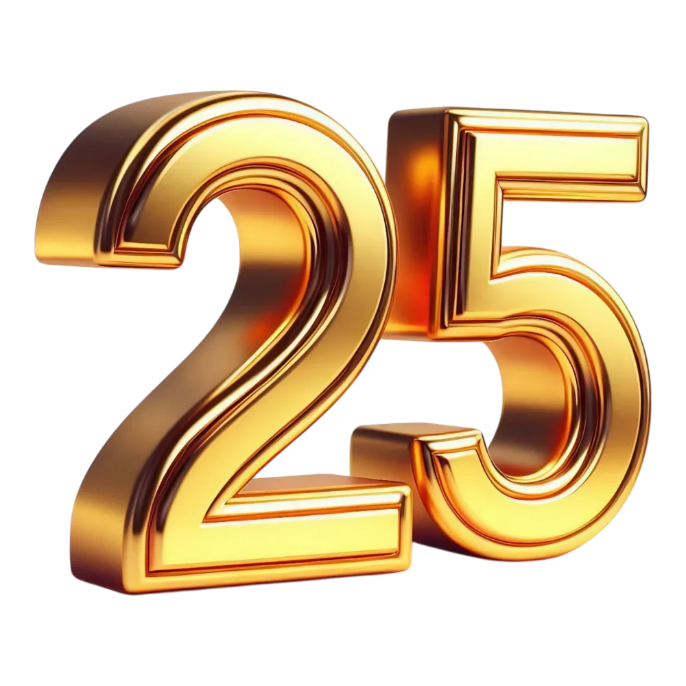 Golden 25 Number Illustration