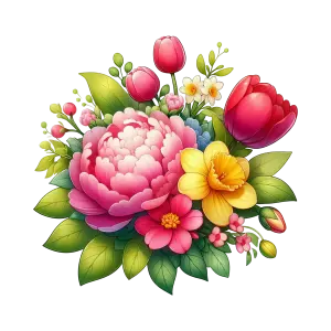 Colorful Floral Bouquet with Tulips and Peonies