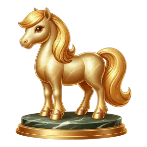 Golden Horse Figurine on Marble Base