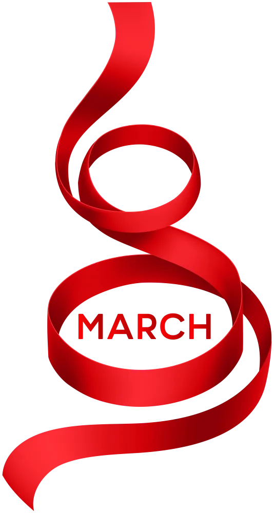Red Ribbon Spiral with March Text