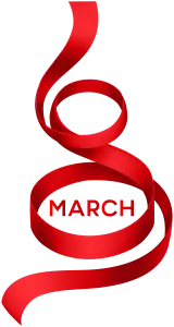 Red Ribbon Spiral with March Text