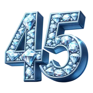 Shimmering Number 45 Embedded with Diamonds