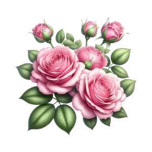 Pink Rose Bouquet with Green Leaves