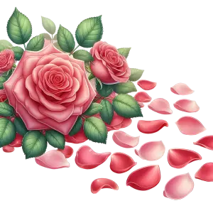 Pink Rose Bouquet with Falling Petals