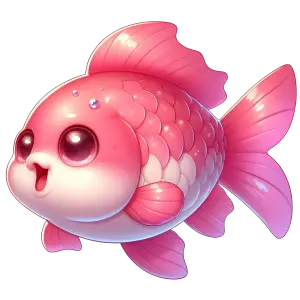 Cute Pink Cartoon Fish with Big Eyes