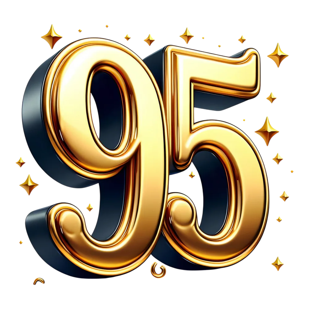 Golden 95 Number with Shiny Sparkles