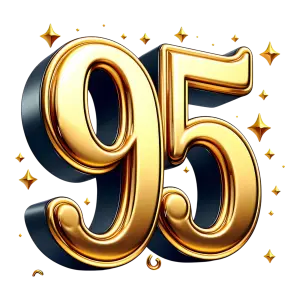 Golden 95 Number with Shiny Sparkles