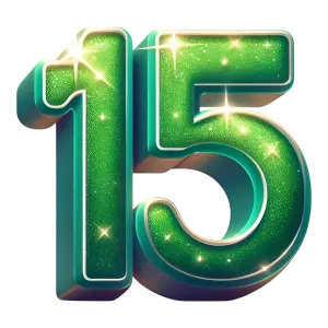 Green Glitter Sparkling Number 15