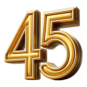 Golden 3D Number Forty-Five