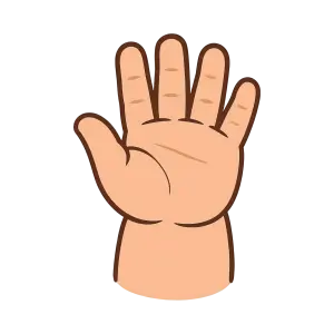Cartoon Hand with Five Fingers Raised