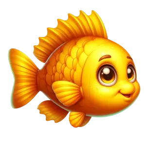 Cute Cartoon Goldfish with Big Eyes