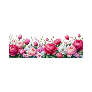 Colorful Peony and Tulip Flower Border