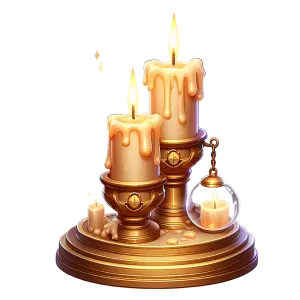 Golden Candle Holders with Dripping Wax and Lit Flames