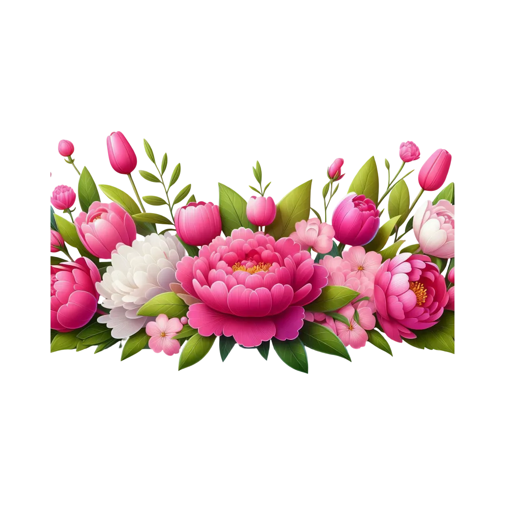 Pink and White Peony Floral Arrangement with Green Leaves