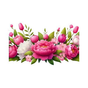 Pink and White Peony Floral Arrangement with Green Leaves
