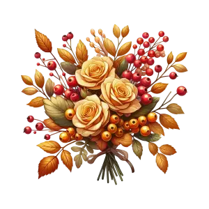 Autumn Bouquet with Yellow Roses and Berries