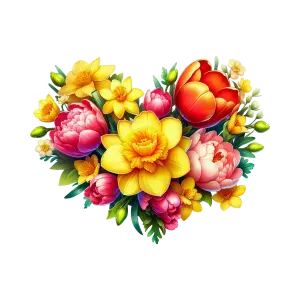 Colorful Floral Heart Composition