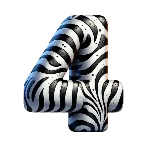 Number Four with 3D Zebra Stripes Pattern