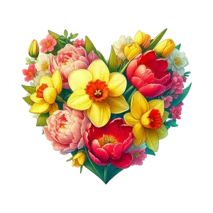 Heart-Shaped Bouquet of Spring Flowers