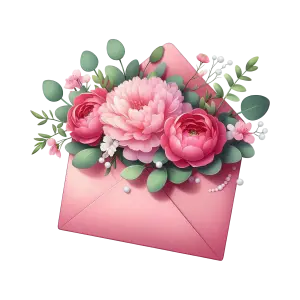 Pink Envelope with Floral Bouquet