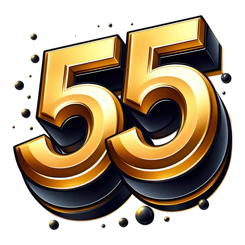 Golden 55 Number with Black Accents