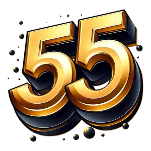 Golden 55 Number with Black Accents