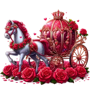 Decorative Royal Horse and Rose Carriage Illustration