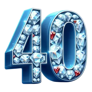 Number 40 Filled with Shiny Diamonds and Gems