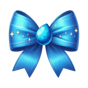 Shiny Blue Ribbon Bow with Gemstone and Sparkles