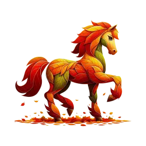 Autumn Leaf Horse Illustration with Vibrant Fall Colors