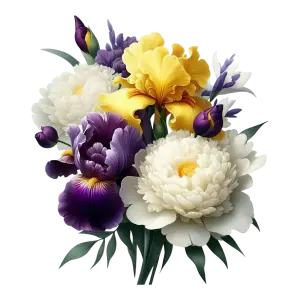 Vibrant Bouquet of Yellow, White, and Purple Flowers