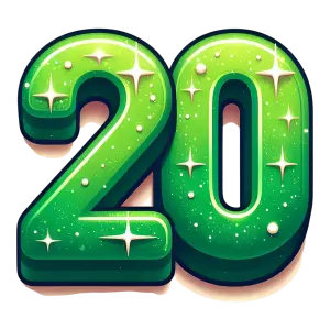Green Sparkling Number 20 Illustration