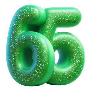 Green Glitter Text Number 65