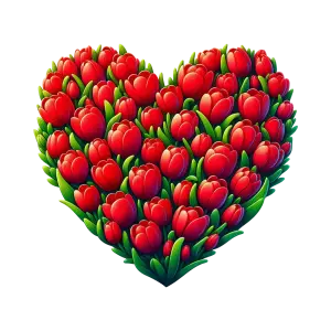 Heart Shaped Arrangement of Red Tulips