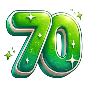 Green Glittering Number 70 with Sparkles