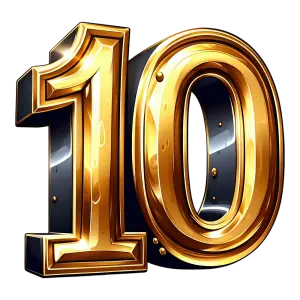 3D Shiny Gold Number 10