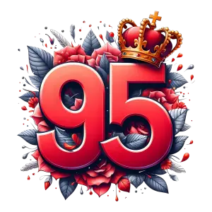 Decorative Number 95 with Crown and Floral Design