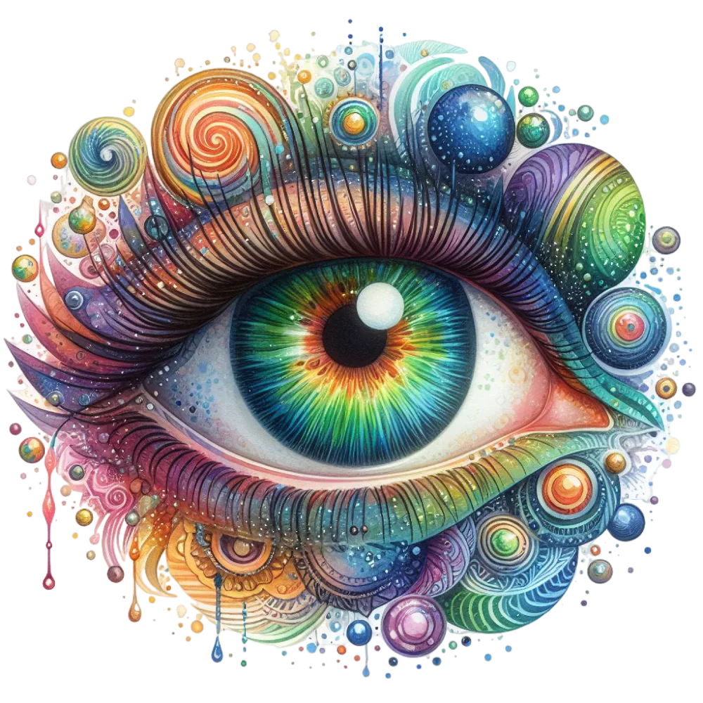 Colorful Artistic Eye with Swirls and Circles