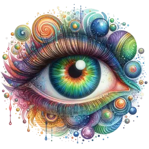 Colorful Artistic Eye with Swirls and Circles