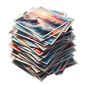 Stack of Ocean and Sunset Photographs