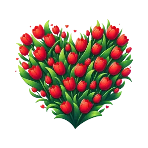 Heart Shaped Red Tulip Flower Arrangement