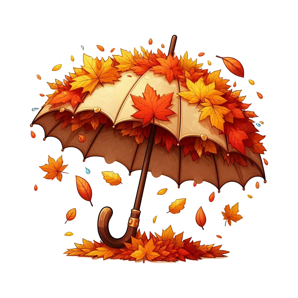 Autumn Umbrella Covered with Colorful Fall Leaves