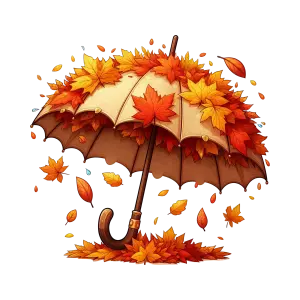 Autumn Umbrella Covered with Colorful Fall Leaves