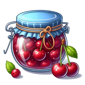 Jar of Cherry Jam with Fresh Cherries